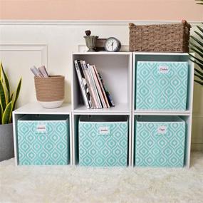 img 2 attached to 📦 JS HOME Storage Cubes: 4-Pack Seafoam Green 11''x11''x11'' Fabric Foldable Boxes for Organizing Shelves