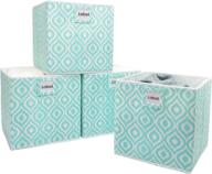 📦 js home storage cubes: 4-pack seafoam green 11''x11''x11'' fabric foldable boxes for organizing shelves logo