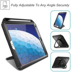 img 2 attached to 📱 Fintie Tuatara Magic Ring Case for iPad Air (3rd Gen) 10.5" 2019 / iPad Pro 10.5" 2017 - Shockproof Rugged Cover with 360 Rotating Grip Stand, Screen Protector, and Pencil Holder (Black)