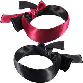 img 3 attached to 🌹 Hestya 2 Pack Satin Sleeping Mask Eye Mask Blindfold Set, 150 cm (Black Rose Red and Black)