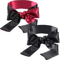 🌹 hestya 2 pack satin sleeping mask eye mask blindfold set, 150 cm (black rose red and black) logo