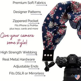 img 1 attached to 📷 Couture Scarf Camera Strap - Hidden Zipper Pocket, Callie, Chase - Stylish, Comfortable & Soft on Neck or Shoulder for Photographers, DSLR or Mirrorless, Smartphone Pocket Included