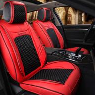universal fit deluxe faux leather car seat covers set - enhancing car interiors with 12pcs red front and rear seat covers by seemehappy logo