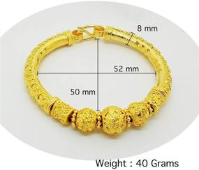 img 2 attached to 📿 Lai Thai 24k Gold Plated Bangle Bracelet, Thai Baht Yellow Gold Filled, Size 6.5 Inch, Free Gift Earrings included (1 Pair)