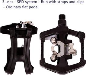 img 3 attached to 🚴 YBEKI SPD Pedals - Hybrid Toe Clip and Strap Pedals, Ideal for Spin Bikes, Indoor Exercise Bikes, and All Indoor Bikes with 9/16" Axles. 6 Month Warranty