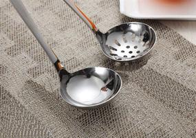 img 1 attached to KISEER Soup Ladle Set - Stainless Steel Sauce Ladle for Home Kitchen or Restaurant, 11 Inch, with Strainer Ladle - Set of 2