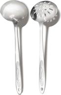 kiseer soup ladle set - stainless steel sauce ladle for home kitchen or restaurant, 11 inch, with strainer ladle - set of 2 logo