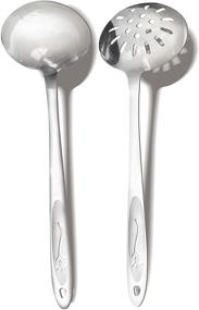 img 4 attached to KISEER Soup Ladle Set - Stainless Steel Sauce Ladle for Home Kitchen or Restaurant, 11 Inch, with Strainer Ladle - Set of 2