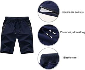 img 1 attached to 🩳 STICKON Mens 7" Inseam Workout Shorts: Elastic Waist, Drawstring, Zipper Pockets - Summer Casual Short Pants
