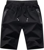 🩳 stickon mens 7" inseam workout shorts: elastic waist, drawstring, zipper pockets - summer casual short pants logo