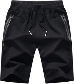 img 4 attached to 🩳 STICKON Mens 7" Inseam Workout Shorts: Elastic Waist, Drawstring, Zipper Pockets - Summer Casual Short Pants