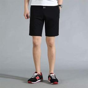 img 2 attached to 🩳 STICKON Mens 7" Inseam Workout Shorts: Elastic Waist, Drawstring, Zipper Pockets - Summer Casual Short Pants