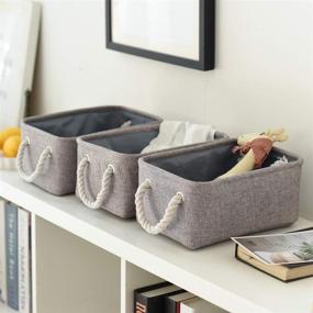img 3 attached to 🧺 TheWarmHome Foldable Small Storage Baskets- 6-Pack Grey Collapsible Bins with Rope Handles for Baby Toy Storage and Nursery Organization