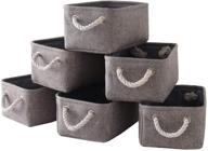 🧺 thewarmhome foldable small storage baskets- 6-pack grey collapsible bins with rope handles for baby toy storage and nursery organization logo