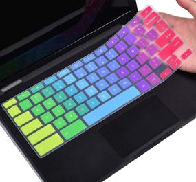 img 4 attached to 🌈 Vibrant Keyboard Cover for Dell Chromebook 11.6 3100/3120/3180/3181/3189/5190, Dell Chromebook 13 3380 - Rainbow Protective Skin & Accessories