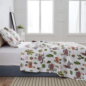 img 1 attached to 🦙 Adorable Kids Girls Alpaca Cactus Quilt Set: Twin Size Llama Bedding with Cute Animal Cartoon Design, Lightweight All Season Bedspread Coverlets and Cozy Pillowshams