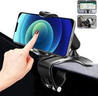 360 degree rotation car phone mount - adjustable clip holder for dashboard, sun visor, rearview mirror - compatible with 4 to 7 inch smartphones logo