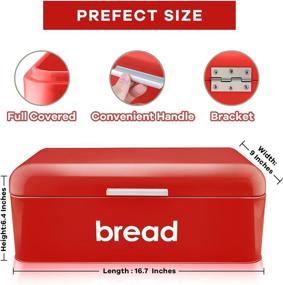 img 3 attached to 🍞 Retro Vintage Bread Box for Kitchen Countertop, E-far Red Metal Bread Storage Container - Large Capacity & Modern Design (16.7” x 9” x 6.4”) for Pastries, Loaves, Dry Food