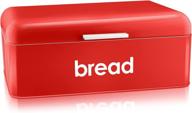 🍞 retro vintage bread box for kitchen countertop, e-far red metal bread storage container - large capacity & modern design (16.7” x 9” x 6.4”) for pastries, loaves, dry food логотип