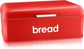 img 4 attached to 🍞 Retro Vintage Bread Box for Kitchen Countertop, E-far Red Metal Bread Storage Container - Large Capacity & Modern Design (16.7” x 9” x 6.4”) for Pastries, Loaves, Dry Food