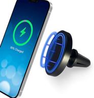 leaglee magnetic wireless car charger: fast charging holder for iphone 12 with mag-safe/magnetic case mount & secure car air vent clamp logo