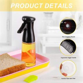 img 1 attached to 🥗 Honbuty Olive Oil Sprayer: Portable 210ml Spray Mister for Cooking, Kitchen, Air Fryer, Salads, Baking, Grilling, Frying - Refillable Dispenser Bottle in Black