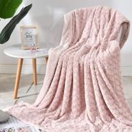 🎁 soft cozy vangao throw blanket for girls bedroom sofa couch chair bed - rose pattern floral design, 50x60 inch, in pale pink color - perfect gift logo