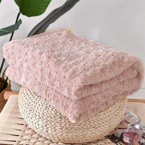 img 3 attached to 🎁 Soft Cozy Vangao Throw Blanket for Girls Bedroom Sofa Couch Chair Bed - Rose Pattern Floral Design, 50x60 inch, in Pale Pink Color - Perfect Gift