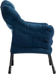 img 2 attached to AbocoFur Modern Cotton Fabric Lazy Chair - Accent Lounge Chair with Armrests and Side Pocket, Dark Blue