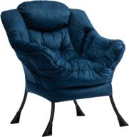 abocofur modern cotton fabric lazy chair - accent lounge chair with armrests and side pocket, dark blue логотип