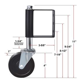 img 1 attached to Ronlap Heavy Duty Rubber Gate Caster with Universal Mount Plate, 220 Lbs Capacity, 4 Inches, Black, Built-in Spring Load for Ageing Resistance