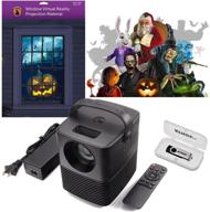 reaper brothers holiday digital decoration kit: 16 atmosfx video effects for halloween, christmas, and more, hd super bright projector, 48” x 72” holographic projection screen logo