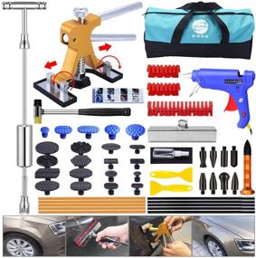 img 4 attached to Ultimate 53pcs Paintless Dent Repair Kit: YOOHE Dent Puller with Slide Hammer, T-Bar, and Adjustable Gold Dent Lifter for Car Hail Damage & Ding Removal