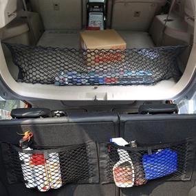 img 2 attached to kilofly 3pc Elastic Car Rear Trunk Cargo Net Set - Efficient Mesh Storage Pocket Organizers