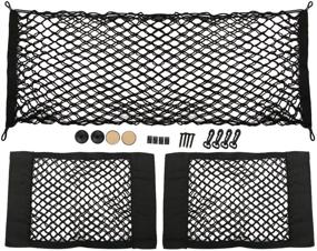 img 4 attached to kilofly 3pc Elastic Car Rear Trunk Cargo Net Set - Efficient Mesh Storage Pocket Organizers