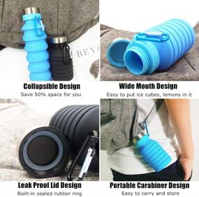 img 2 attached to Nefeeko 18oz Collapsible Water Bottle - Portable, Reusable Silicone Foldable Bottle for Travel, 💧 Gym, Camping, Hiking - BPA Free, Leak Proof, with Carabiner - Ideal Sports Water Bottle