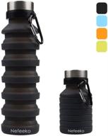 nefeeko 18oz collapsible water bottle - portable, reusable silicone foldable bottle for travel, 💧 gym, camping, hiking - bpa free, leak proof, with carabiner - ideal sports water bottle logo