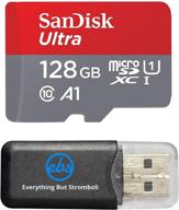 sandisk 128gb ultra micro sdxc карта памяти для samsung galaxy s9 с ридером карт everything but stromboli - класс 10 128gb логотип