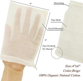 img 3 attached to 🧦 Reusable Cheesecloth Bags for Straining Cold Brew Coffee, Nut Milk, Tea, Juice, 100% Natural Cotton Fine Mesh Filter Bags - X-Small Size (4 Pack)