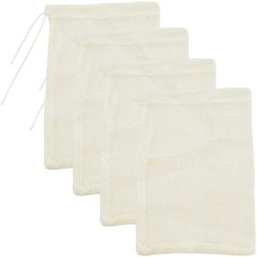 img 4 attached to 🧦 Reusable Cheesecloth Bags for Straining Cold Brew Coffee, Nut Milk, Tea, Juice, 100% Natural Cotton Fine Mesh Filter Bags - X-Small Size (4 Pack)