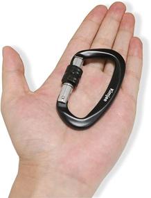 img 2 attached to 🔒 Kimjee 12KN Locking Carabiner D Ring Clips: Heavy Duty Aviation Aluminum Wiregate Clips for Hammocks, Dog Leash & Harness, Camping, Hiking, Keychains, Outdoors: High Quality and Dependable