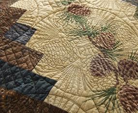 img 2 attached to 🎨 Colorful Patchwork Cabin Raising Pine Cone Quilt by Donna Sharp - Full/Queen Size - Lodge Quilt - Machine Washable