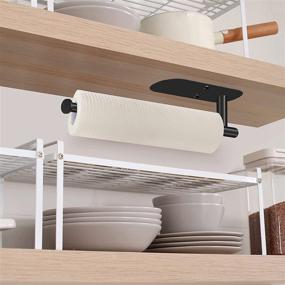 img 2 attached to 🧻 Versatile Paper Towel Holder: Under Cabinet or Wall Mounted - SUS304 Stainless Steel (Black)