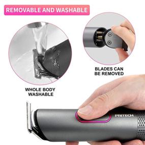 img 2 attached to Revolutionize Your Grooming Routine with PRITECH Hair Trimmer for Women - Waterproof Bikini Trimmer, Rechargeable Pubic Hair Clippers and Trimmer in Aurora Gray