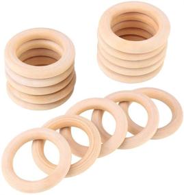 img 4 attached to Versatile 50-Piece Natural Wood Rings: Unfinished Wooden Circles for Crafting & DIY Jewelry Making