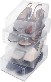 img 3 attached to 📦 Set of 4 Whitmor Clear Vue Women's Shoe Boxes in White - 4 Count