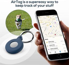 img 2 attached to Aircovered AirTag Keychain Case: Silicone Skin Protector with Key-Ring Loop Holder - Compatible with Apple AirTags - 9 Color Options (Blue)