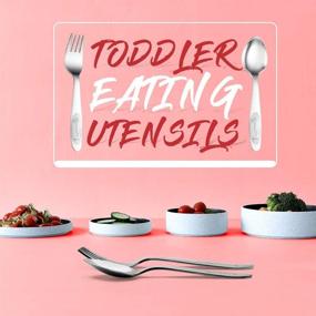 img 1 attached to 🍽️ BLUEWIND Toddler Self Feeding Utensils Set, Stainless Steel Toddler Spoon and Fork Set, 4 Pack