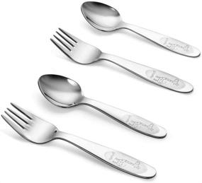 img 4 attached to 🍽️ BLUEWIND Toddler Self Feeding Utensils Set, Stainless Steel Toddler Spoon and Fork Set, 4 Pack