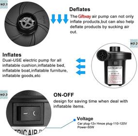 img 2 attached to 🔌 Convenient and Versatile: Giftway Electric Air Pump for Mattress - Inflator/Deflator for Airbeds - 2 in 1 Portable Pump for Home and Car Use